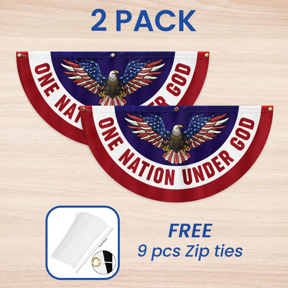 One Nation Under God Patriotic Eagle Non-Pleated Fan Flag