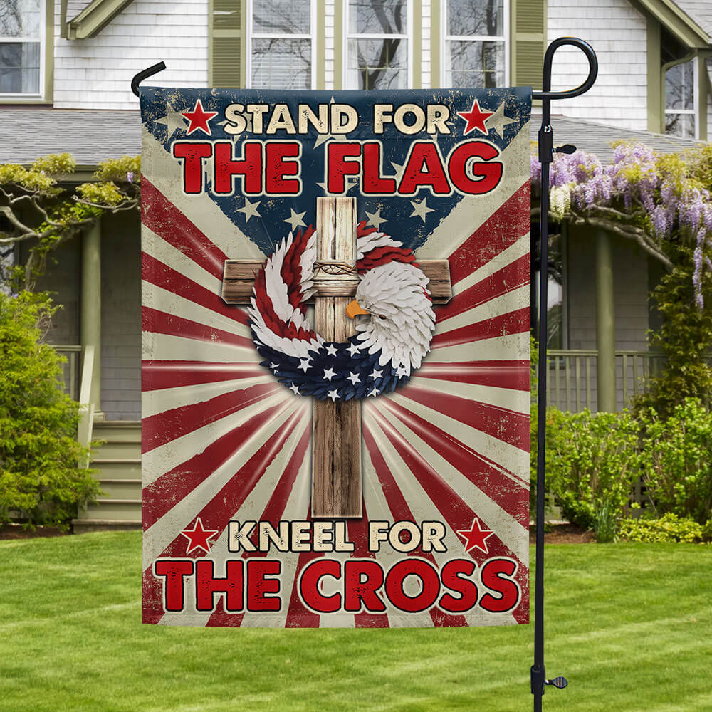 Christian Cross Ealge Wreath Flag Stand For The Flag Kneel For The Cross