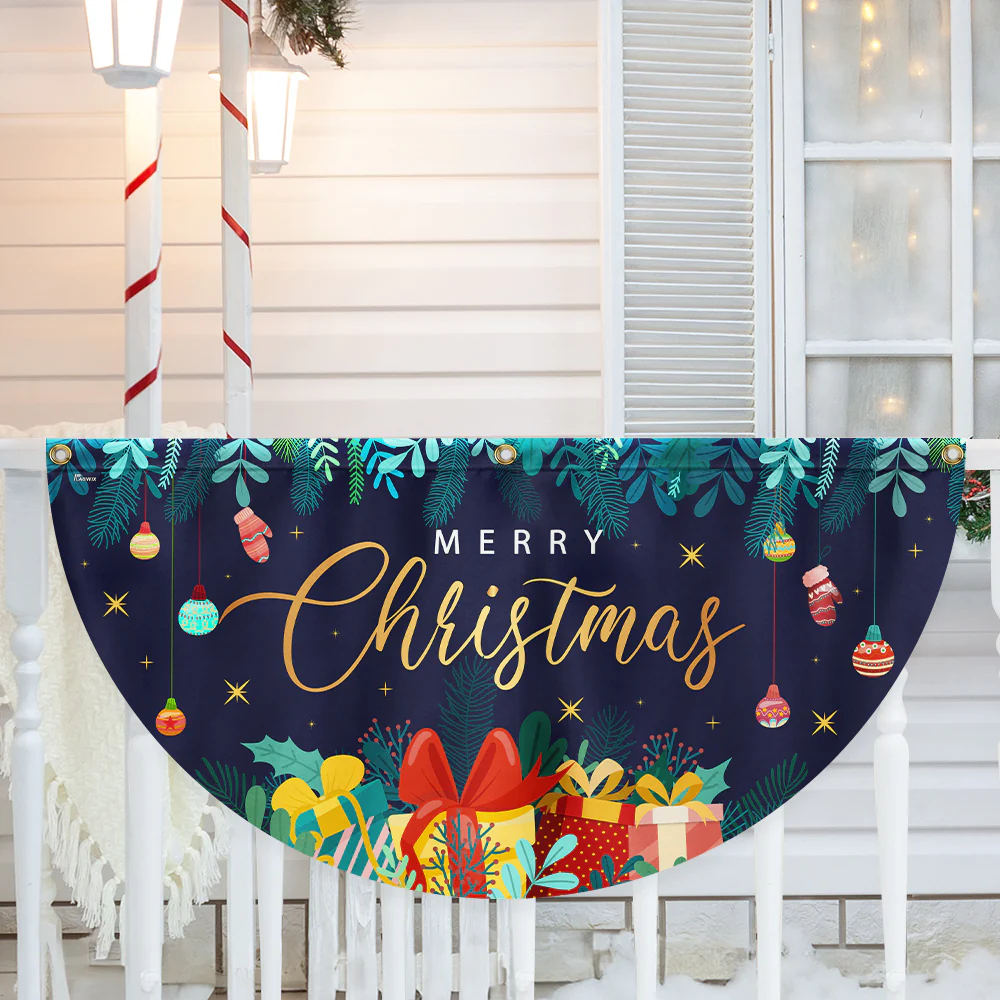 Merry Christmas Non-Pleated Fan Flag