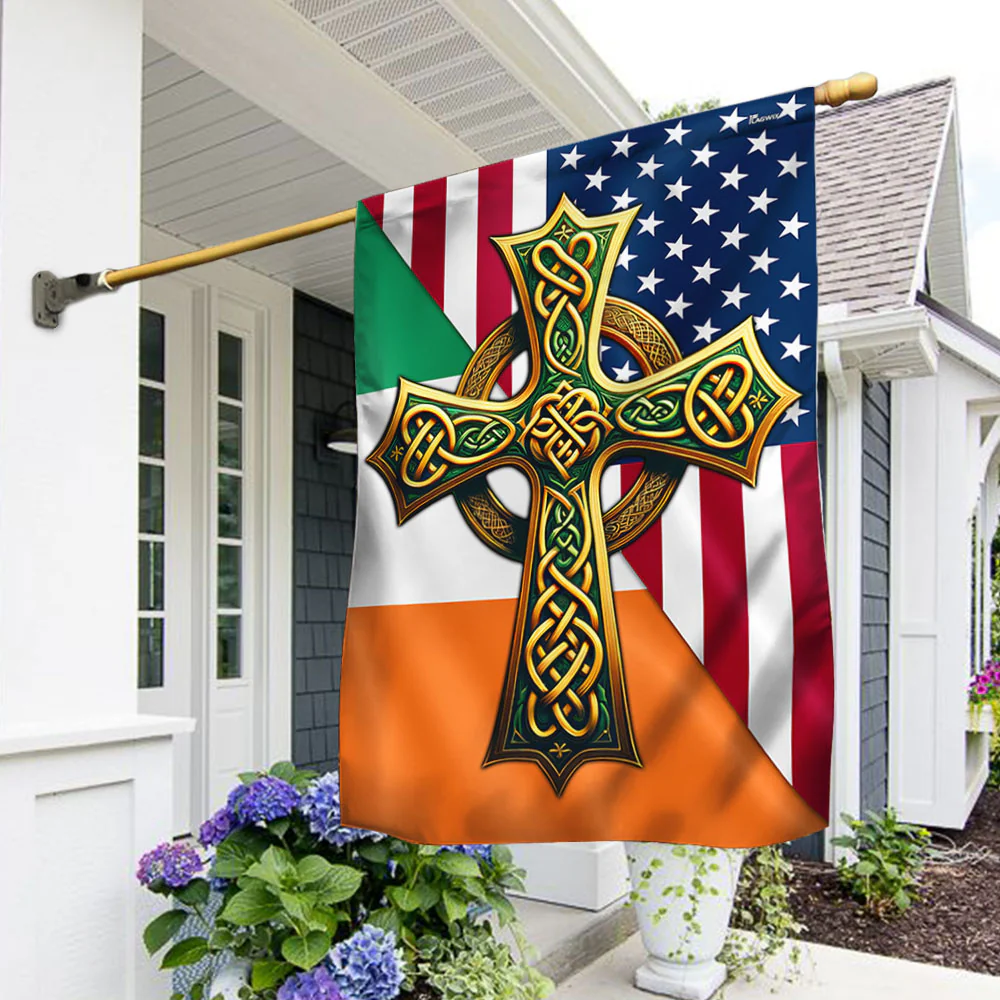 Bimipi  Irish Celtic Knot Cross St. Patrick’s Day Ireland  American Flag