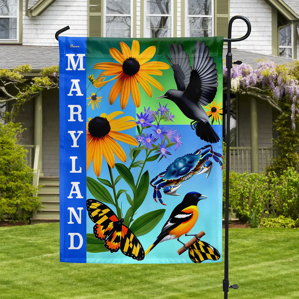 Bimipi Maryland with Black-Eyed Susan Flowers, Chesapeake Bay Blue Crab and Baltimore Oriole Flag