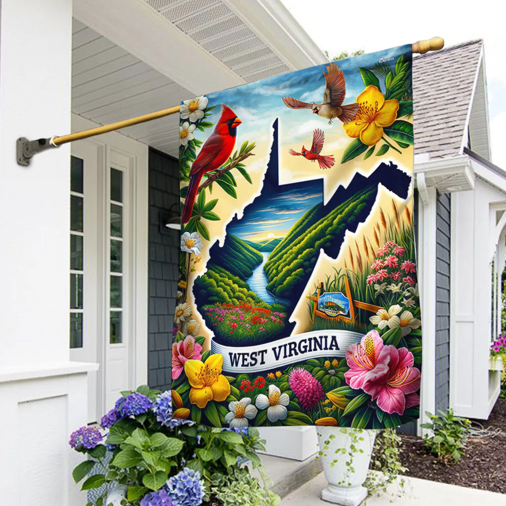 Bimipi West Virginia with Rhododendron and Cardinal Flag