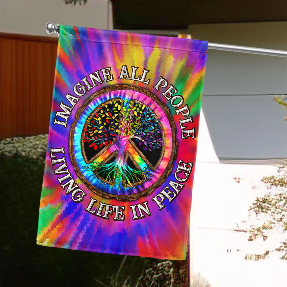 Hippie Tie-Dye Peace Flag Set – Vibrant 3-Size Colorful Flag with Inspiring 