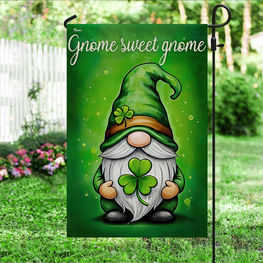 Irish St. Patrick's Day Gnome Sweet Gnome Flag
