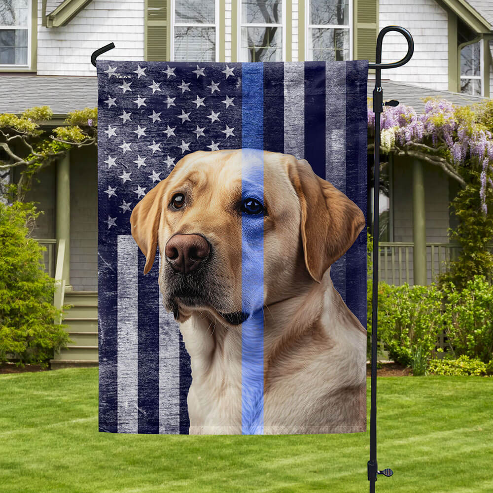 Police Dog K9 Yellow Labrador Thin Blue Line American Flag