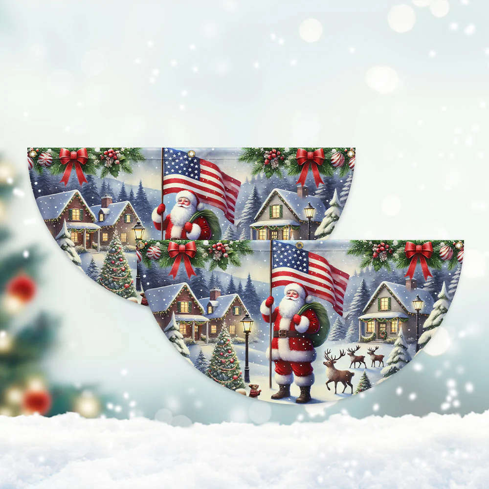Santa Claus We Wish You Ameri Christmas Non-Pleated Fan Flag