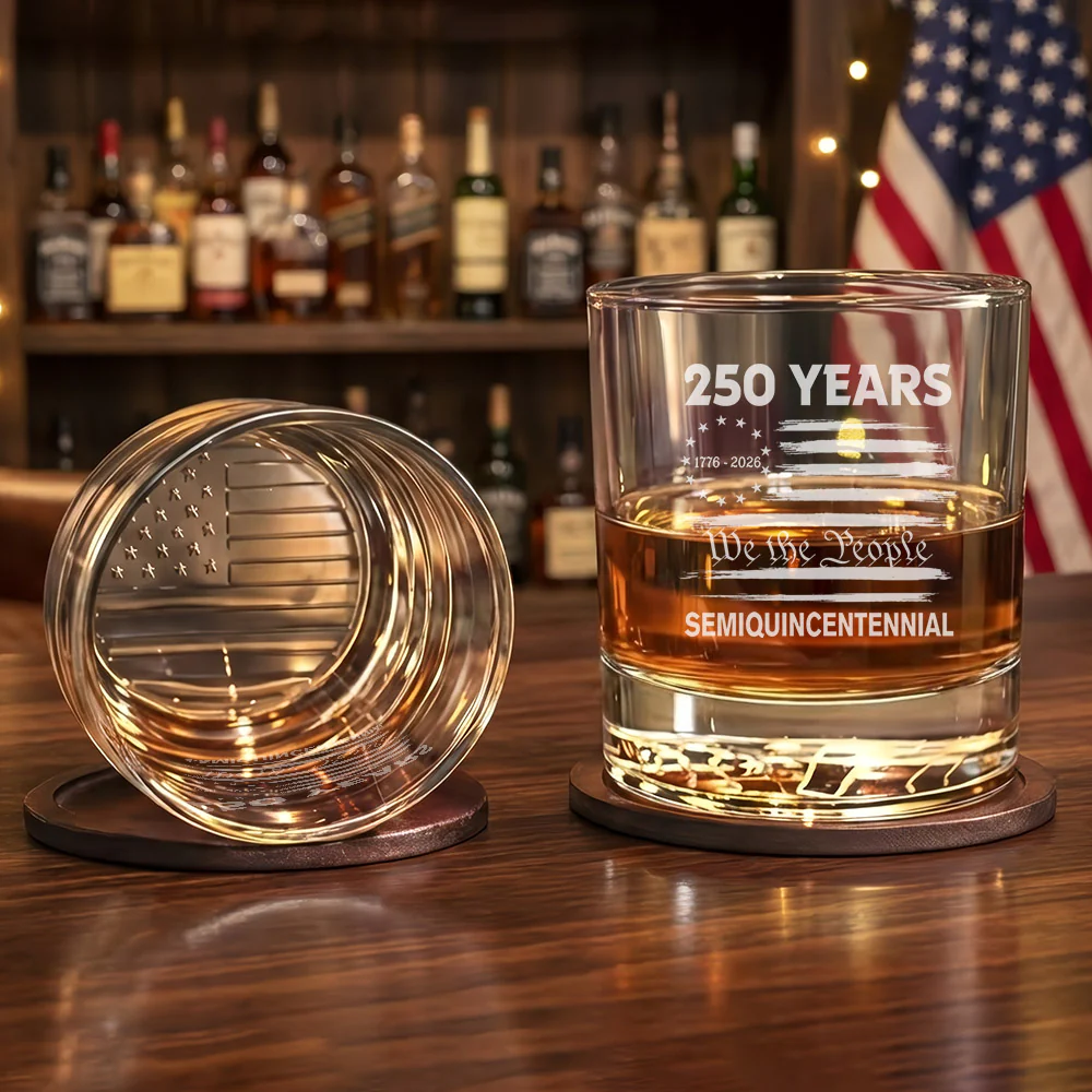America 250th Anniversary Engraved Whiskey Glass for 4th of July Gifting