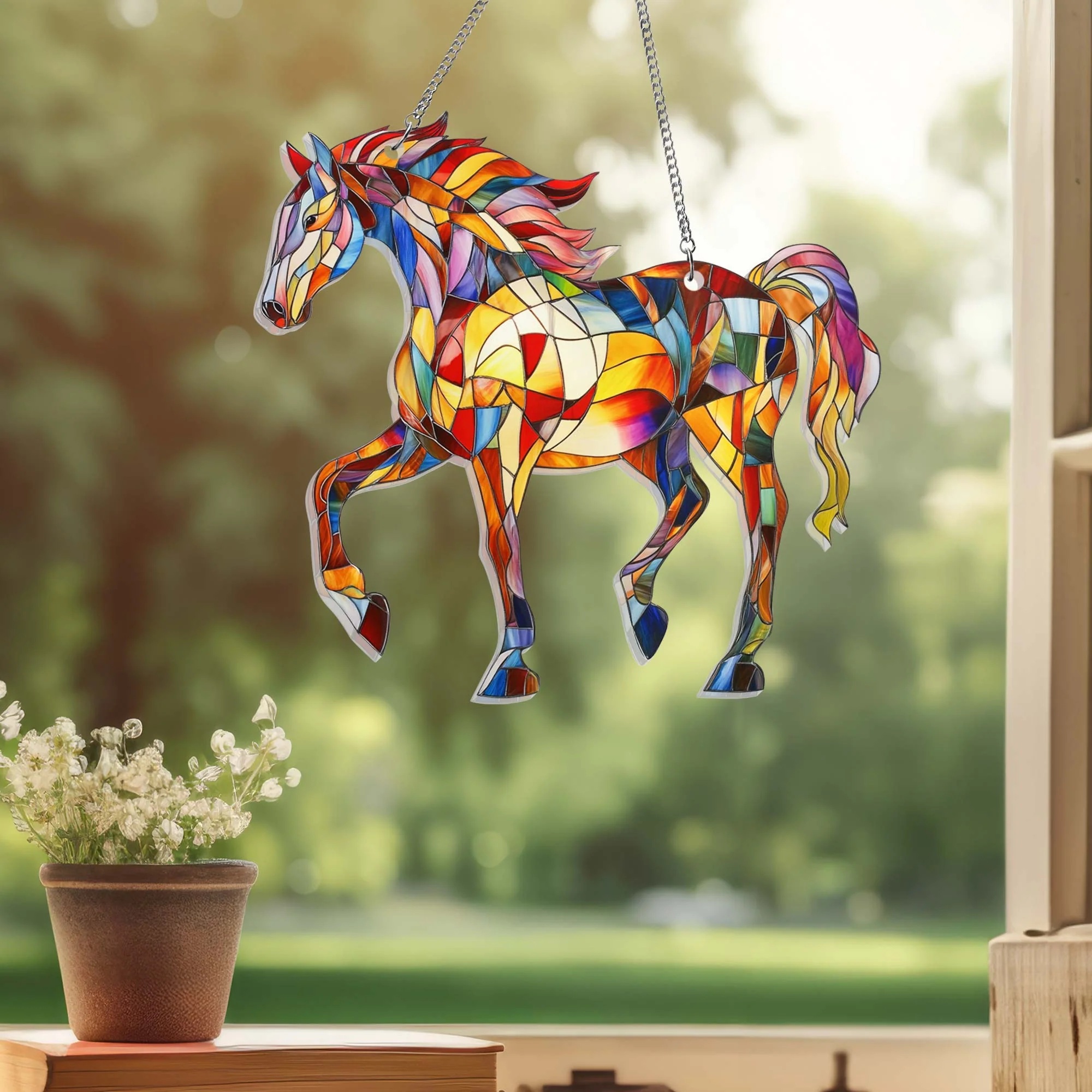 Colorful Horse Equine Lovers Suncatcher Acrylic Hanging