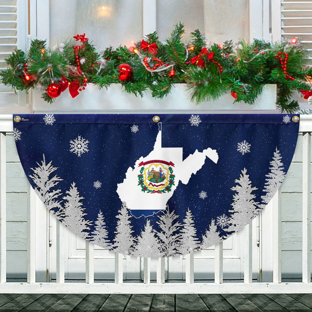 West Virginia Christmas Non-Pleated Fan Flag