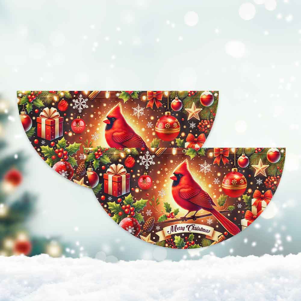 Cardinal Merry Christmas Non-Pleated Fan Flag