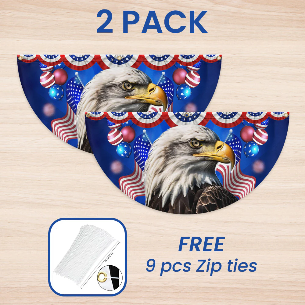 American Bald Eagle Patriotic Non-Pleated Fan Flag