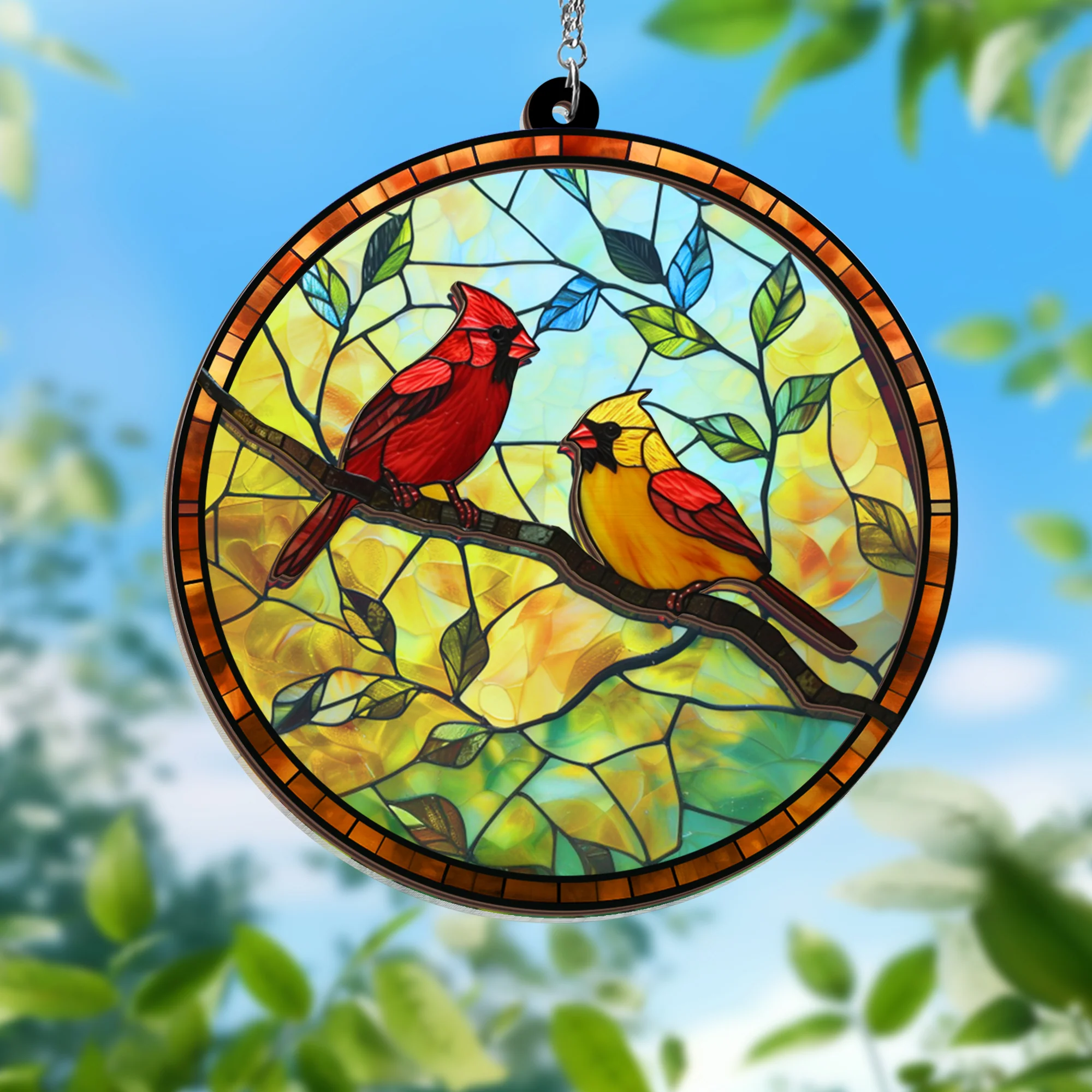 Cardinal 2 Layered Hanging Suncatcher PN267WH24 3-Day Shipping