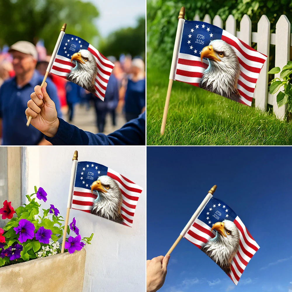 Betsy Ross 1776 2026 Flag, Patriotic with Eagle Handheld American Flag