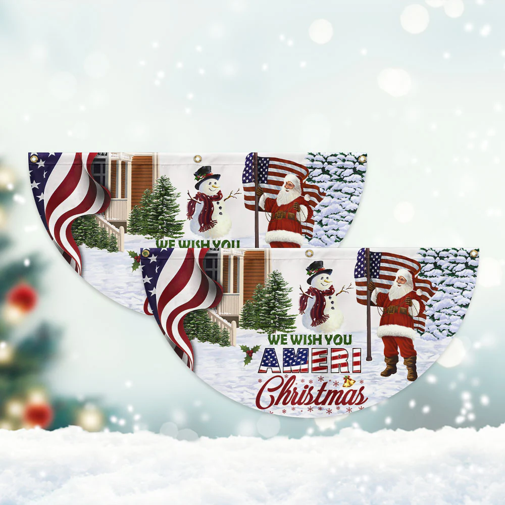 Santa Claus We Wish You Ameri Christmas Non-Pleated Fan Flag