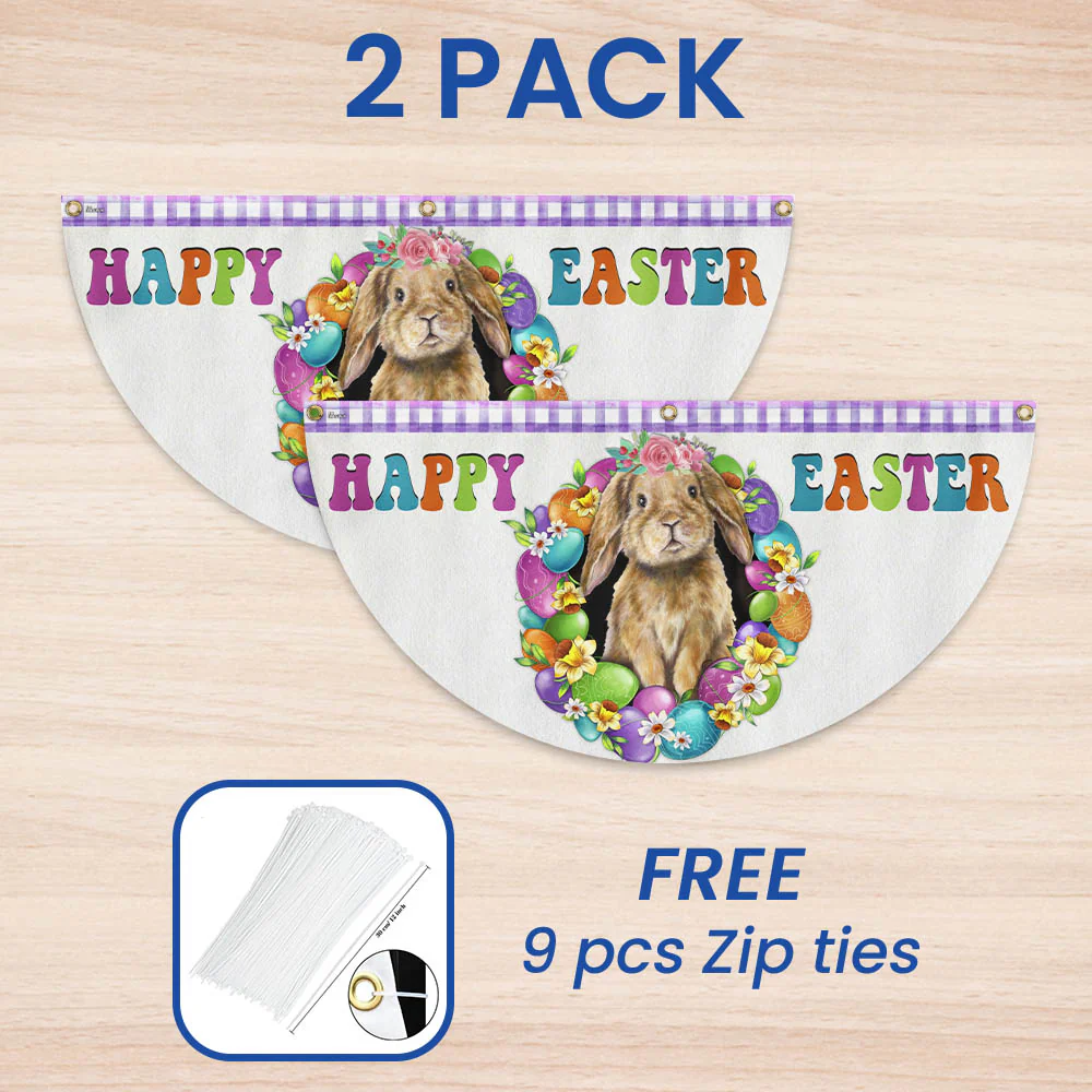 Happy Easter Bunny  Non-Pleated Fan Flag