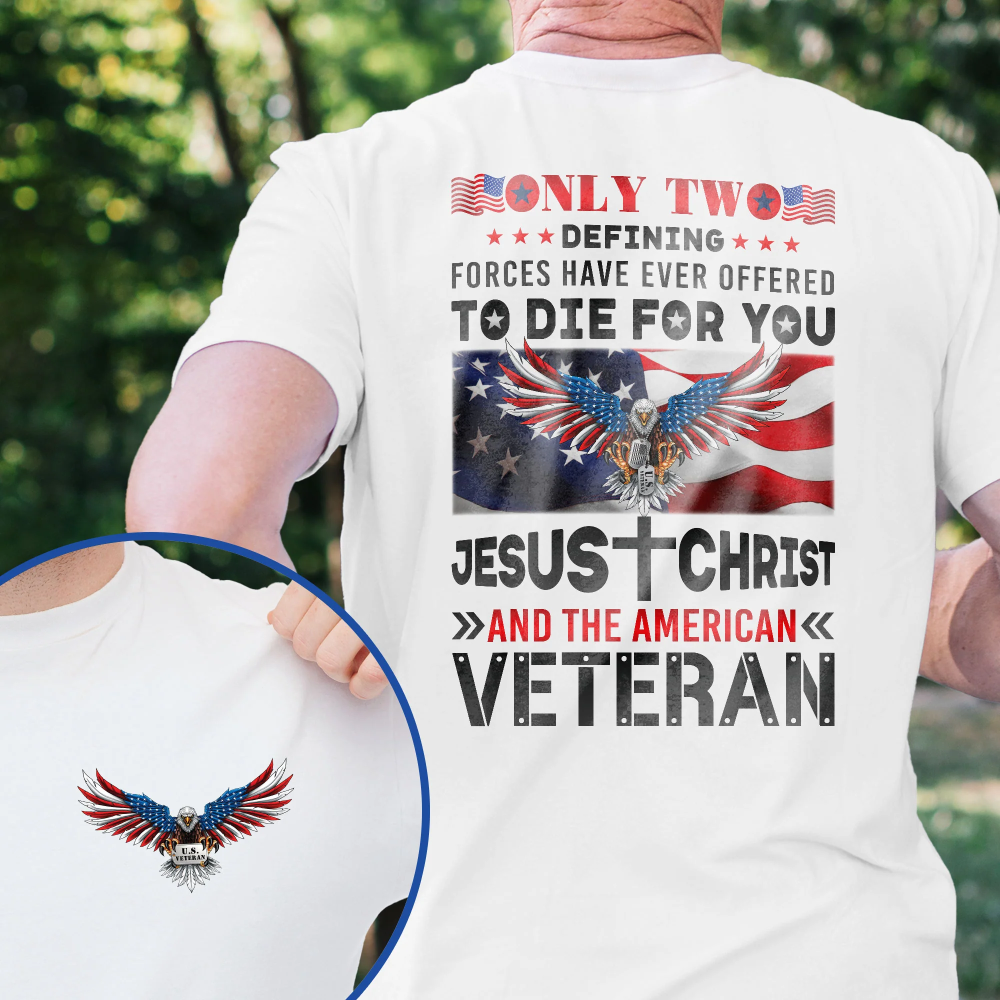Veteran T-Shirt, Jesus Christ And The American Veteran Patriotic American Eagle T-Shirt
