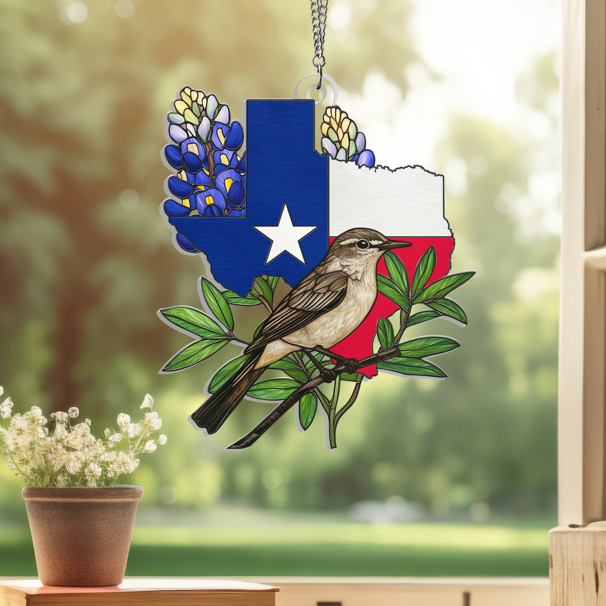 Texas Northern Mockingbird Suncatcher Acrylic Hanging