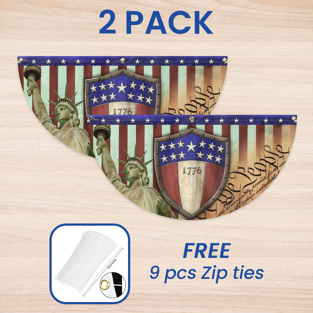 Bimipi American Flag - 1776 We The People Patriotic Non-Pleated Fan Flag