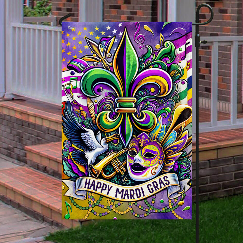 Happy Mardi Gras Louisiana Flag, Mardi Gras Celebration