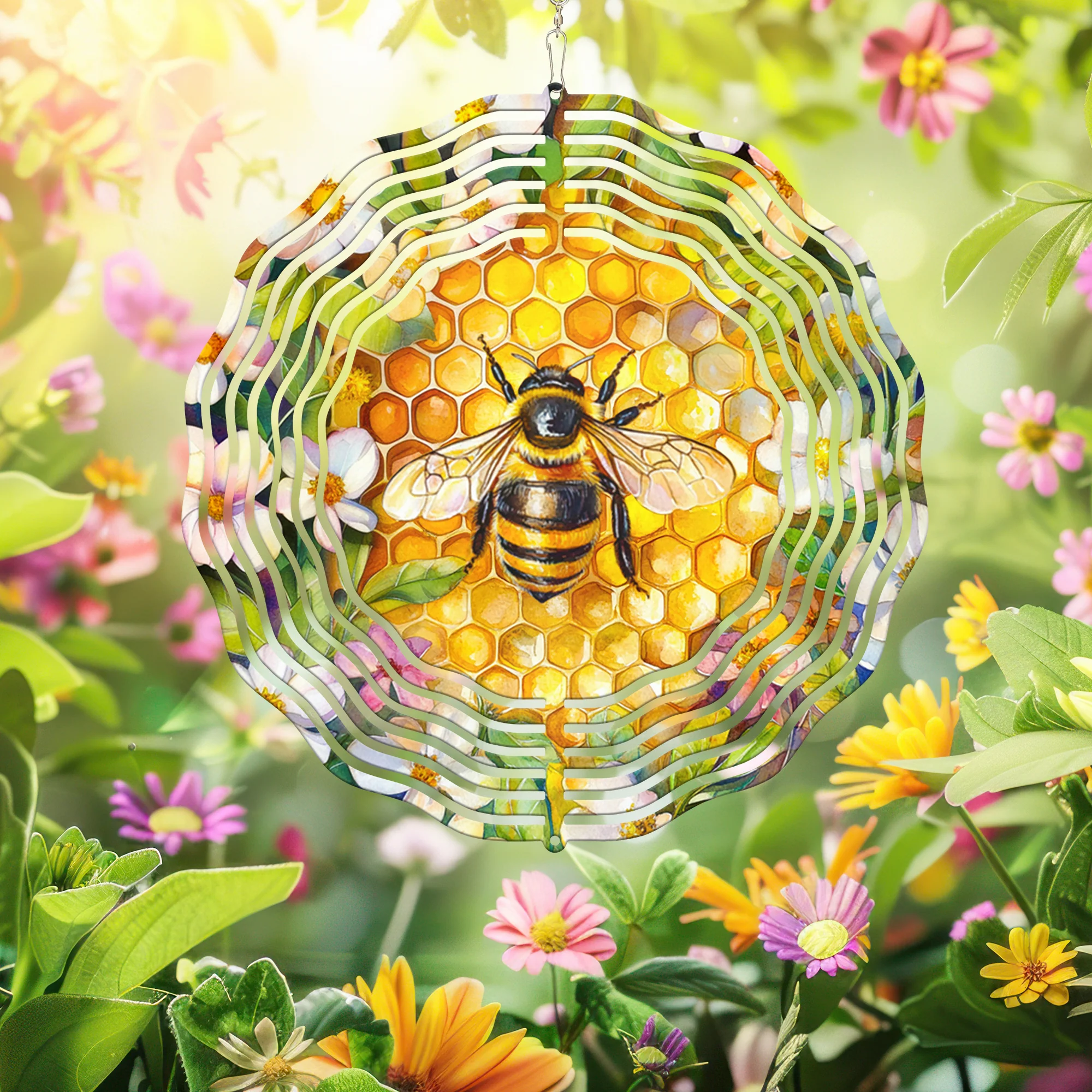 Bee Hive Spring Wind Spinner
