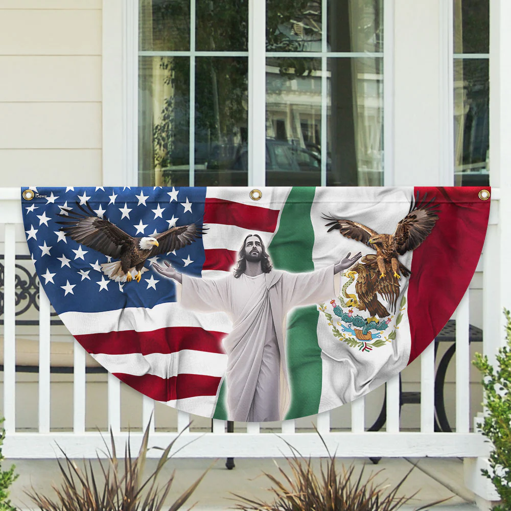 Mexican American Jesus Non-Pleated Fan Flag