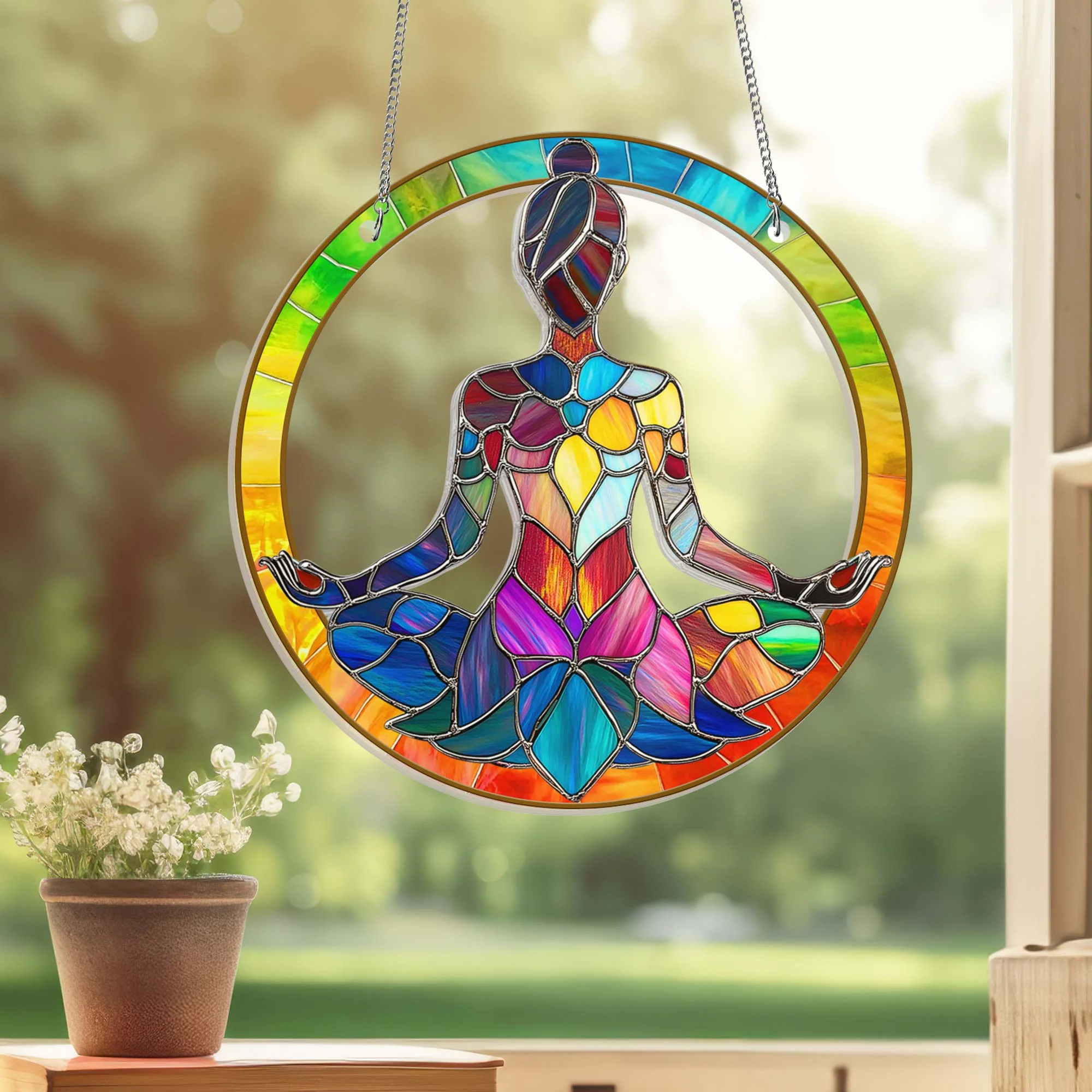 Yoga Namaste Meditation Suncatcher Acrylic Hanging