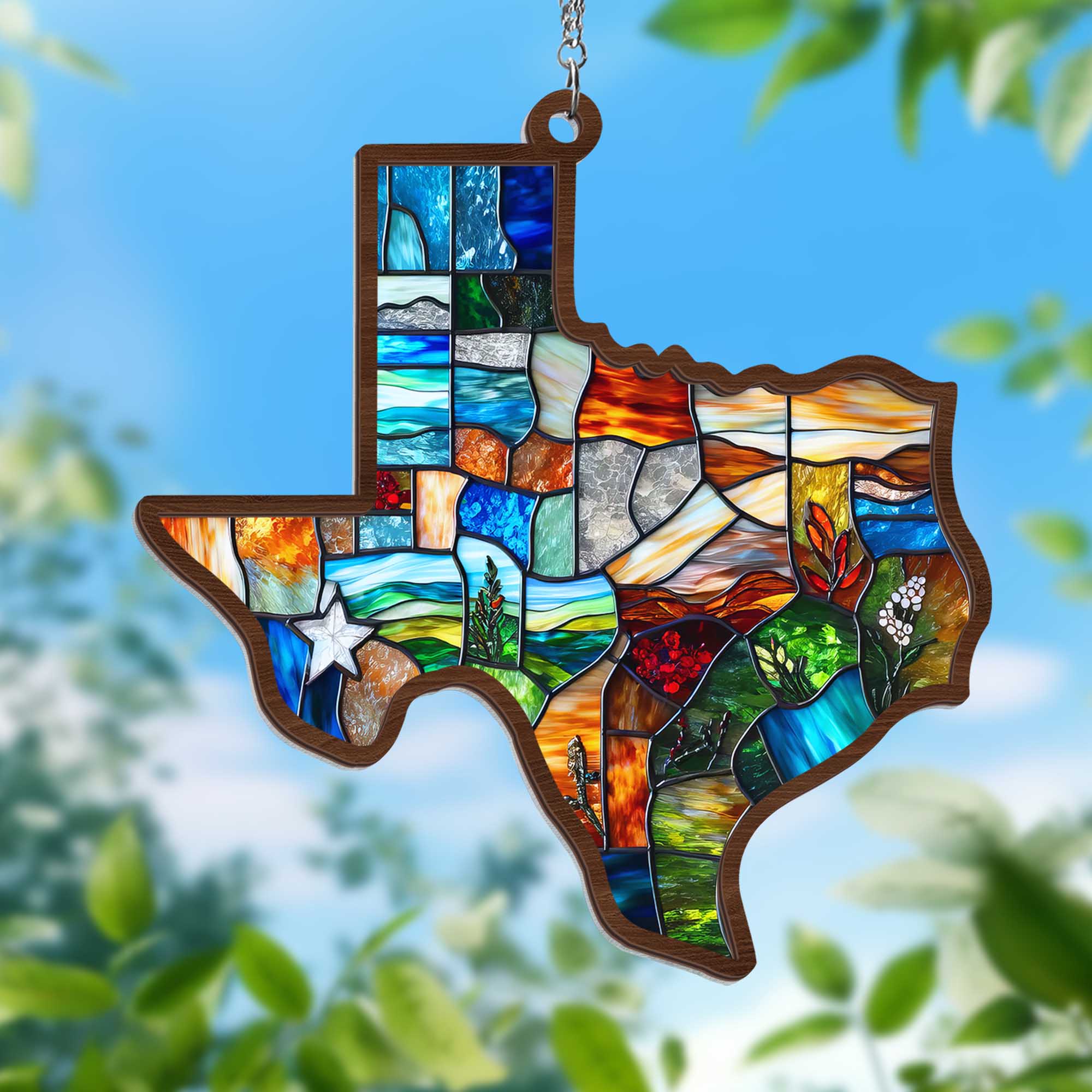 Texas Map 2 Layered Hanging Suncatcher