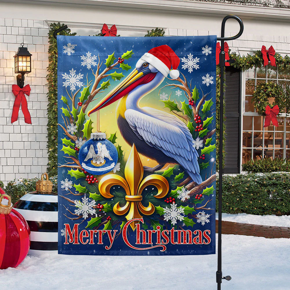 Louisiana Pelican Christmas Flag