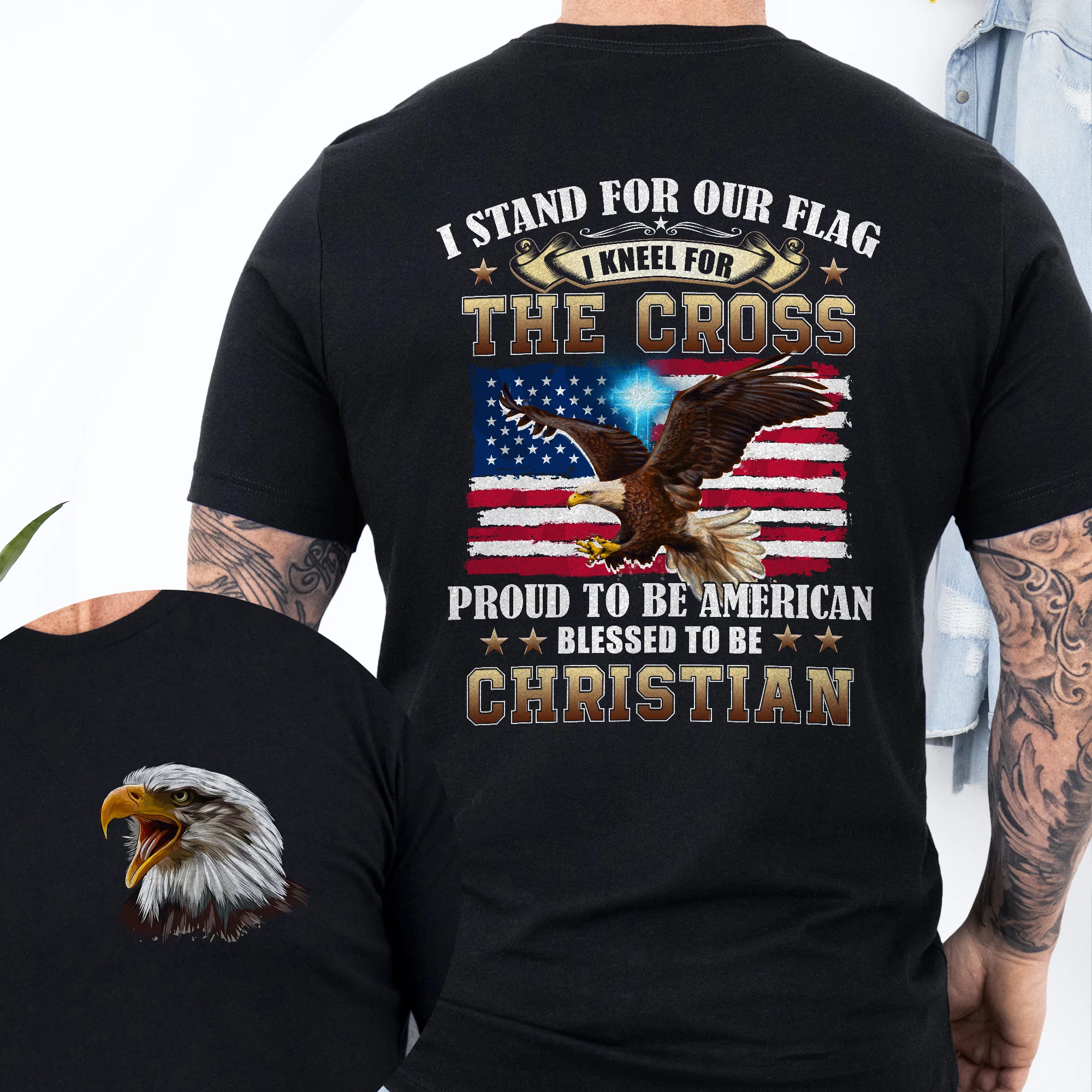 Proud To Be American Blessed To Be Christian Eagle Patriot American T-Shirt