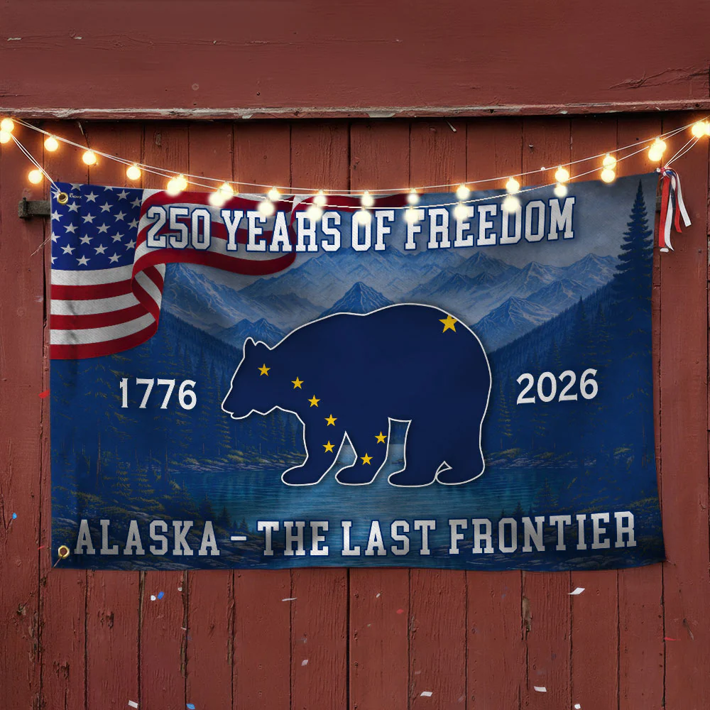 America 250 Years Patriotic Alaska Flag, The Last Frontier 1776 2026 Flag