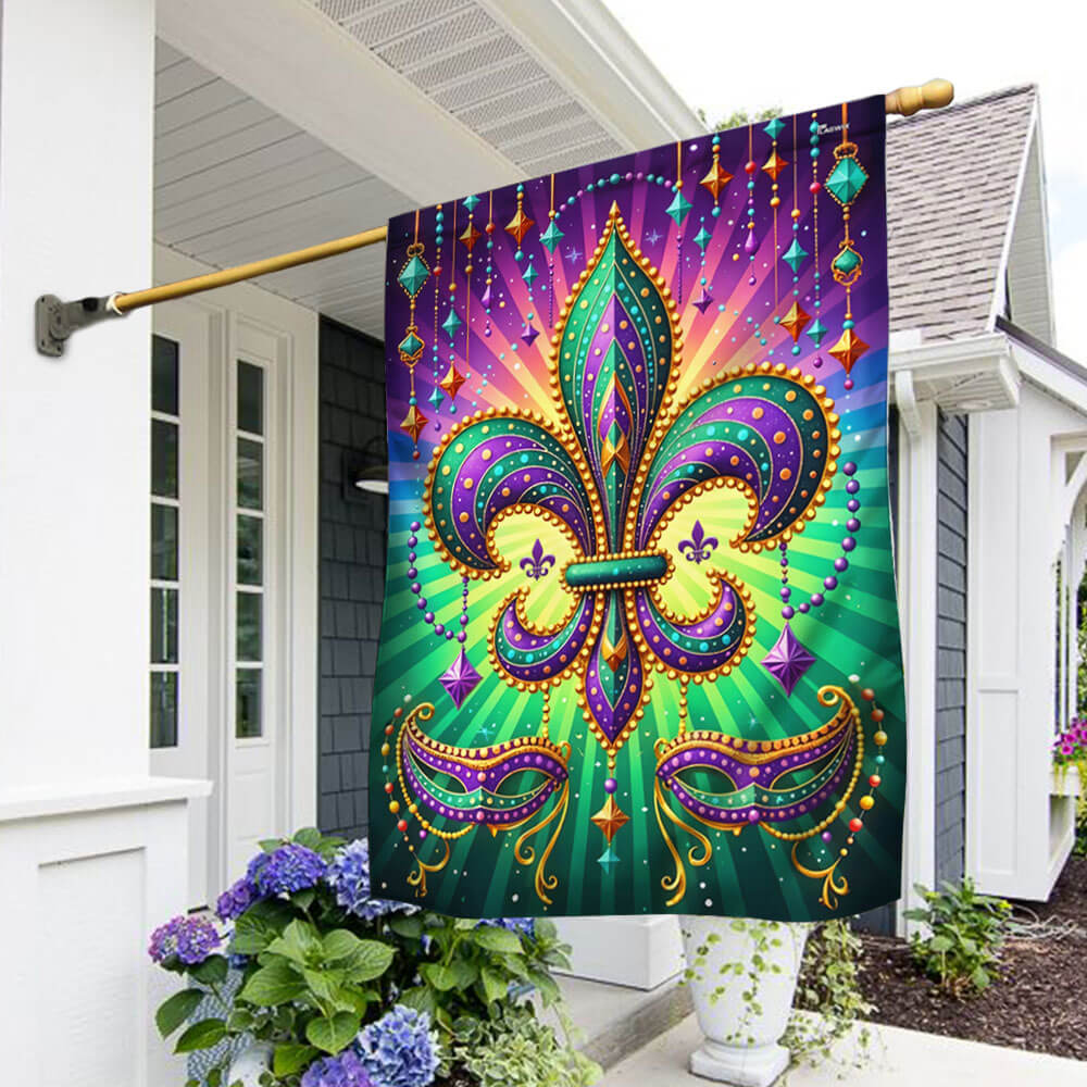 Louisiana Mardi Gras Fleur de Lis Flag