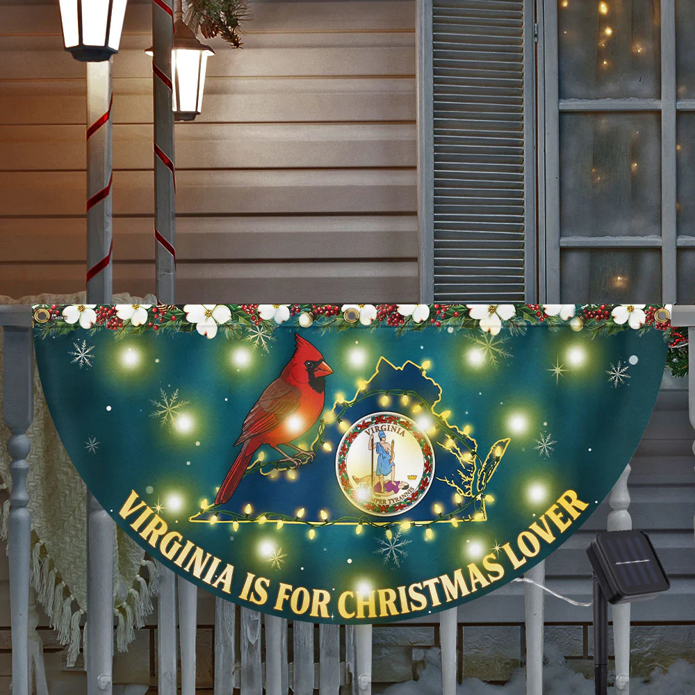Virginia Christmas Lovers Flag | Cardinal Dogwood Flower Solar LED Flag
