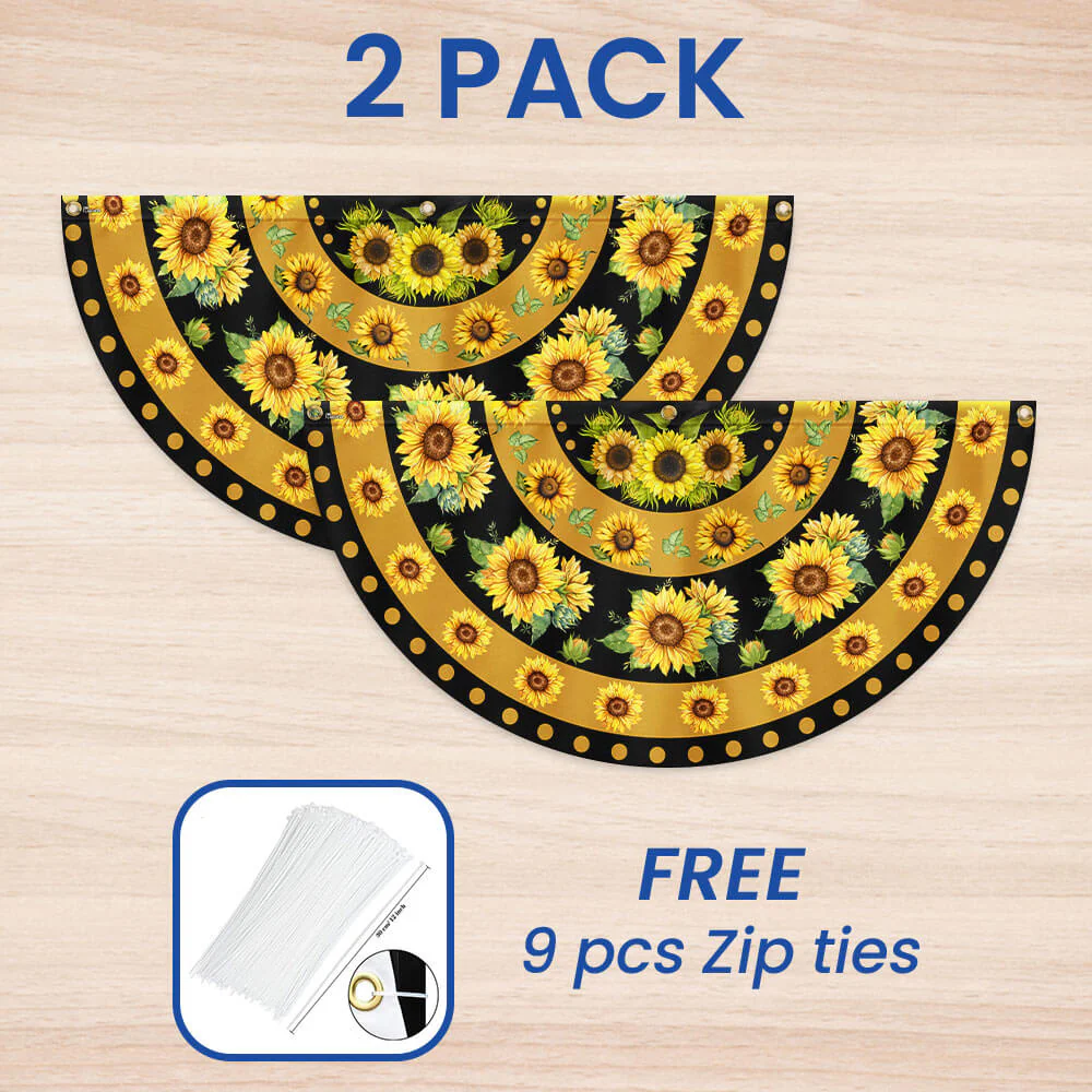 Sunflower Hippie Welcome Non-Pleated Fan Flag