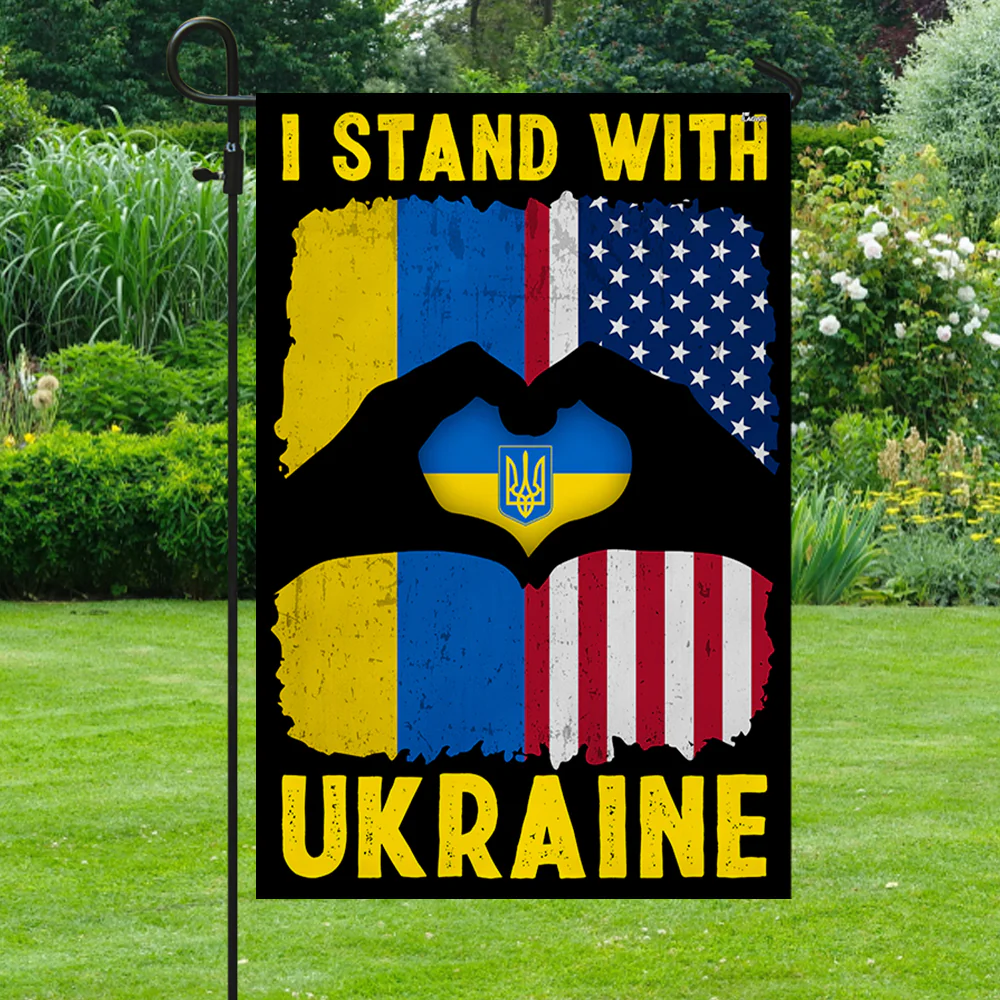 I Stand With Ukraine American American Flag