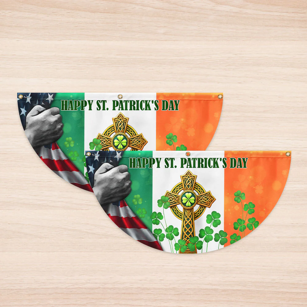 Irish Shamrock Cross Flag | Happy St. Patrick's Day American Fan Flag