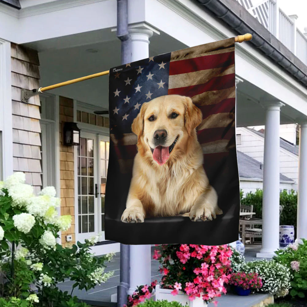 Golden Retriever American Flag