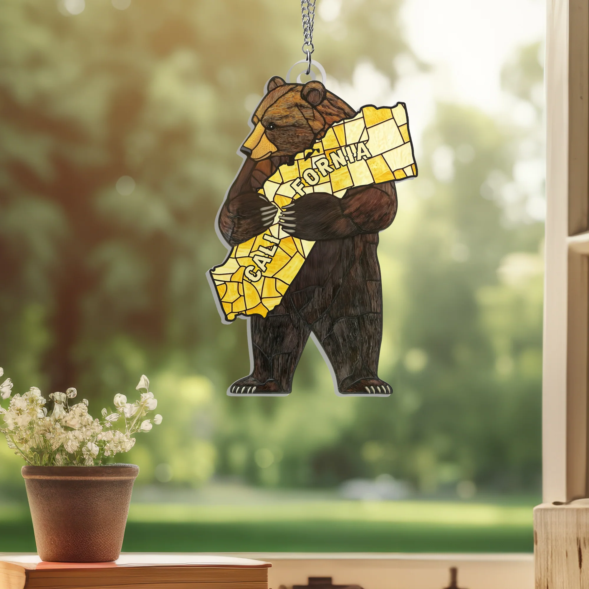 California Bear Acrylic Suncatcher Hanging Sign