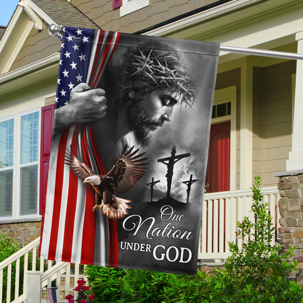 One Nation Under God Flag, Patriotic American Christian Decoration