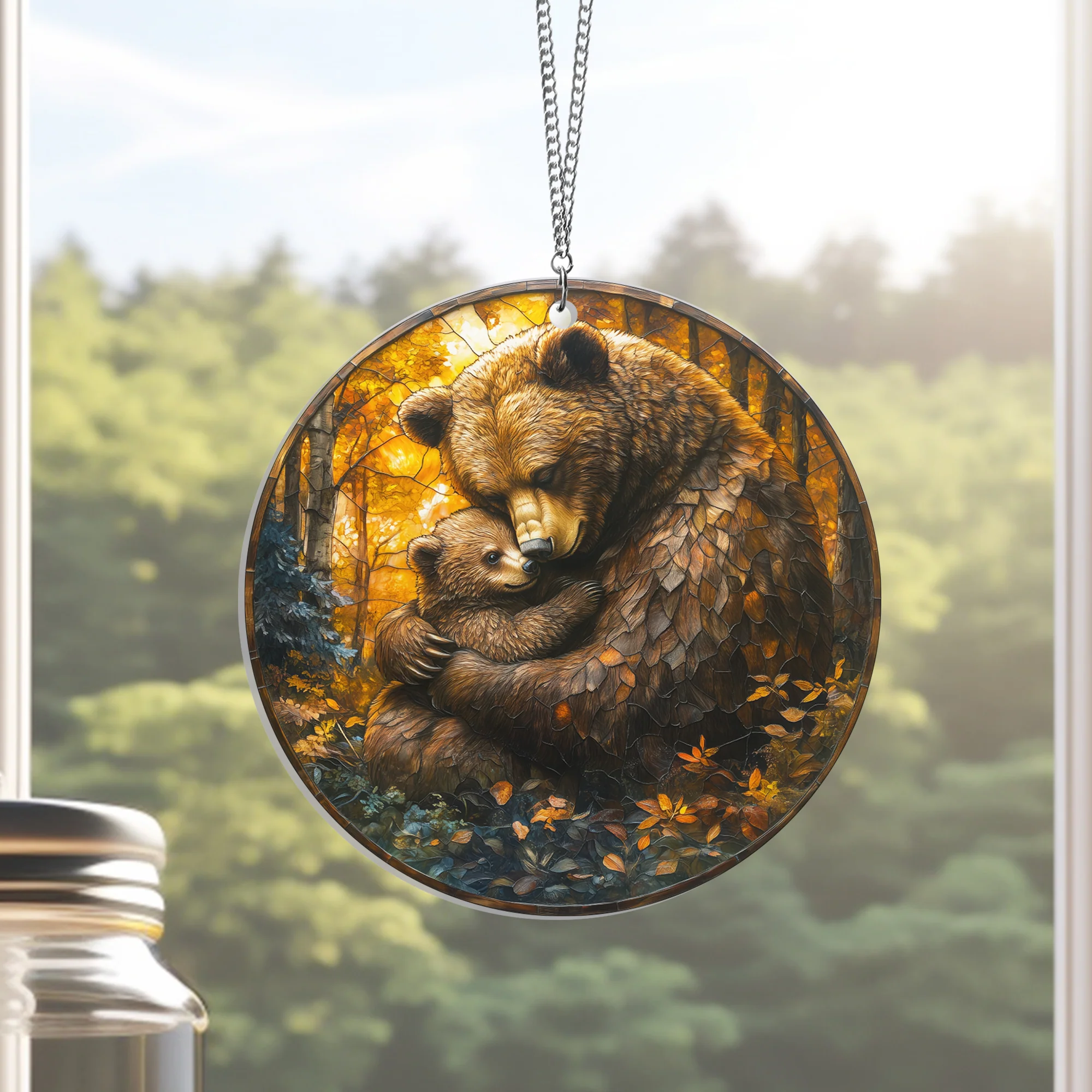 Mama Bear And Cub Mothers Day Acrylic Suncatcher Hanging