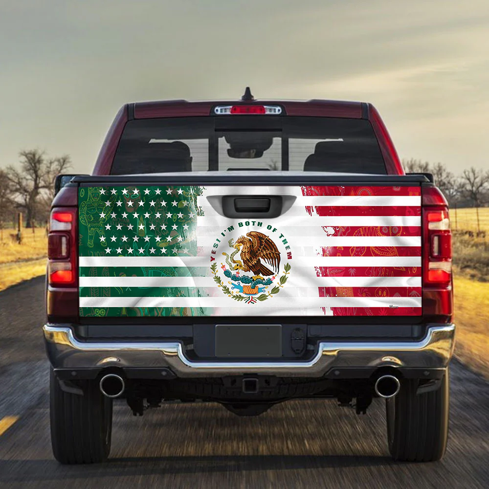 Mexican American Truck Tailgate Sticker Proud Both Of Them