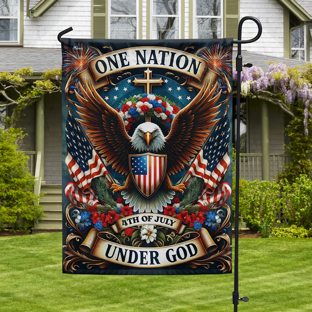 Bimipi American Flag - Eagle Wreath Independence Day One Nation Under God Flag