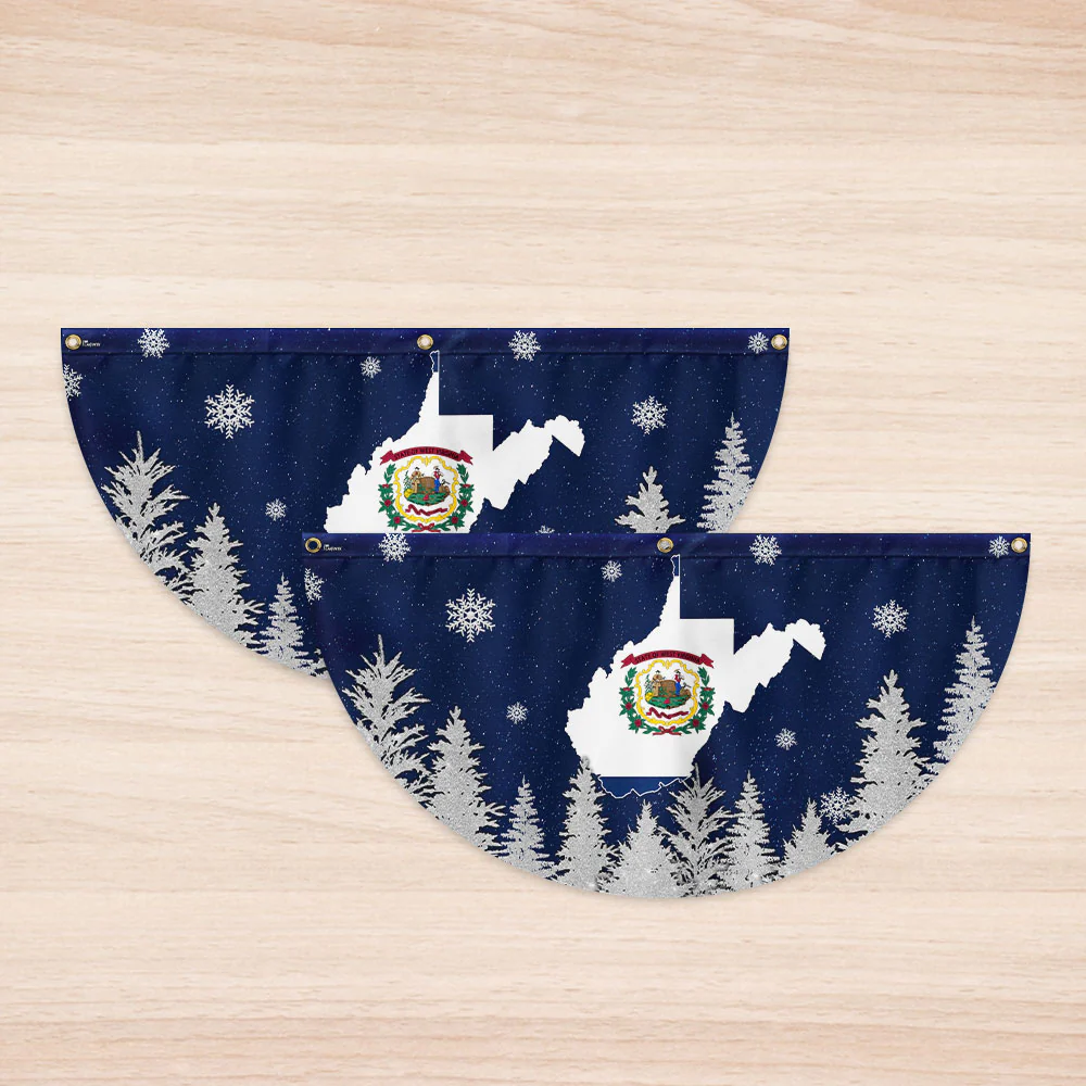 West Virginia Christmas Non-Pleated Fan Flag