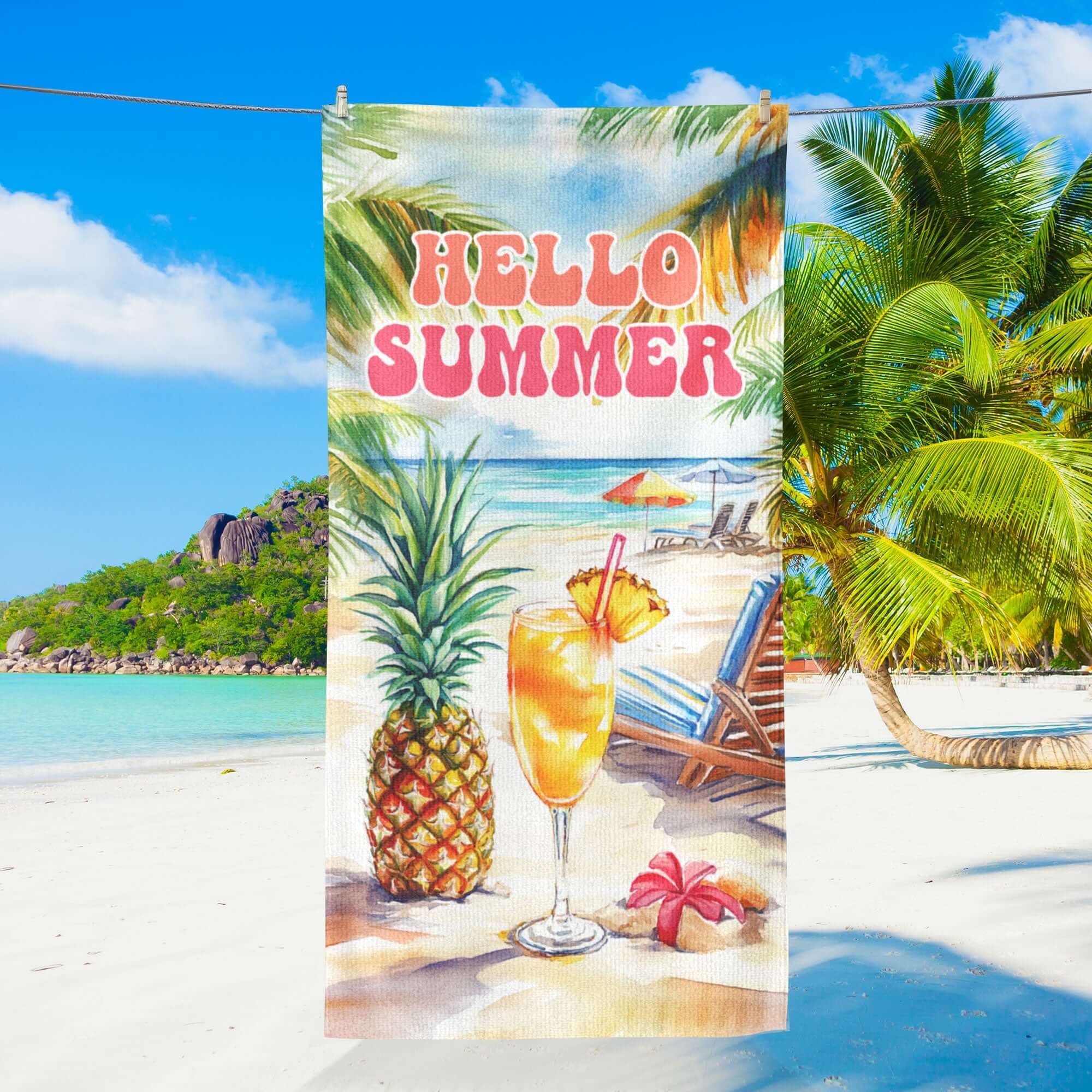 Hello Summer Pineapple Beach Towel