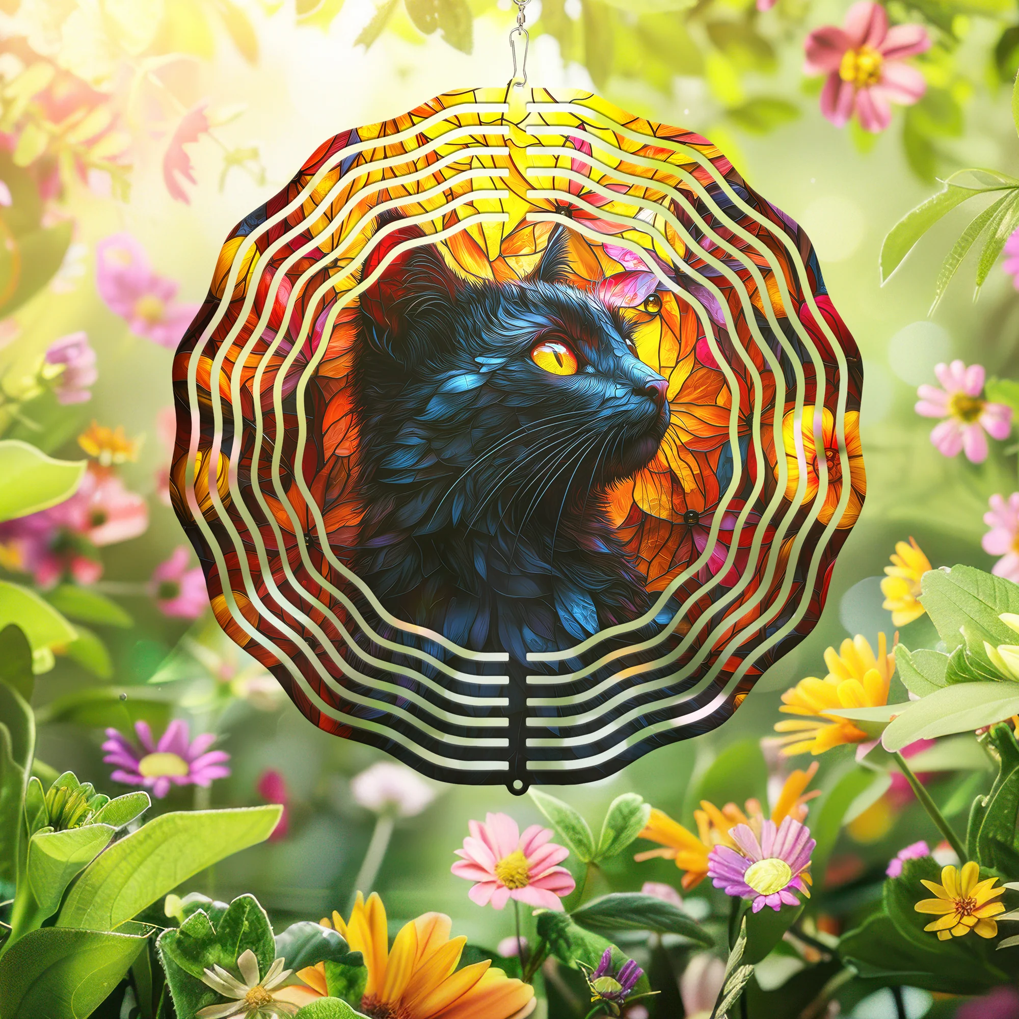 Black Cat Wind Spinner