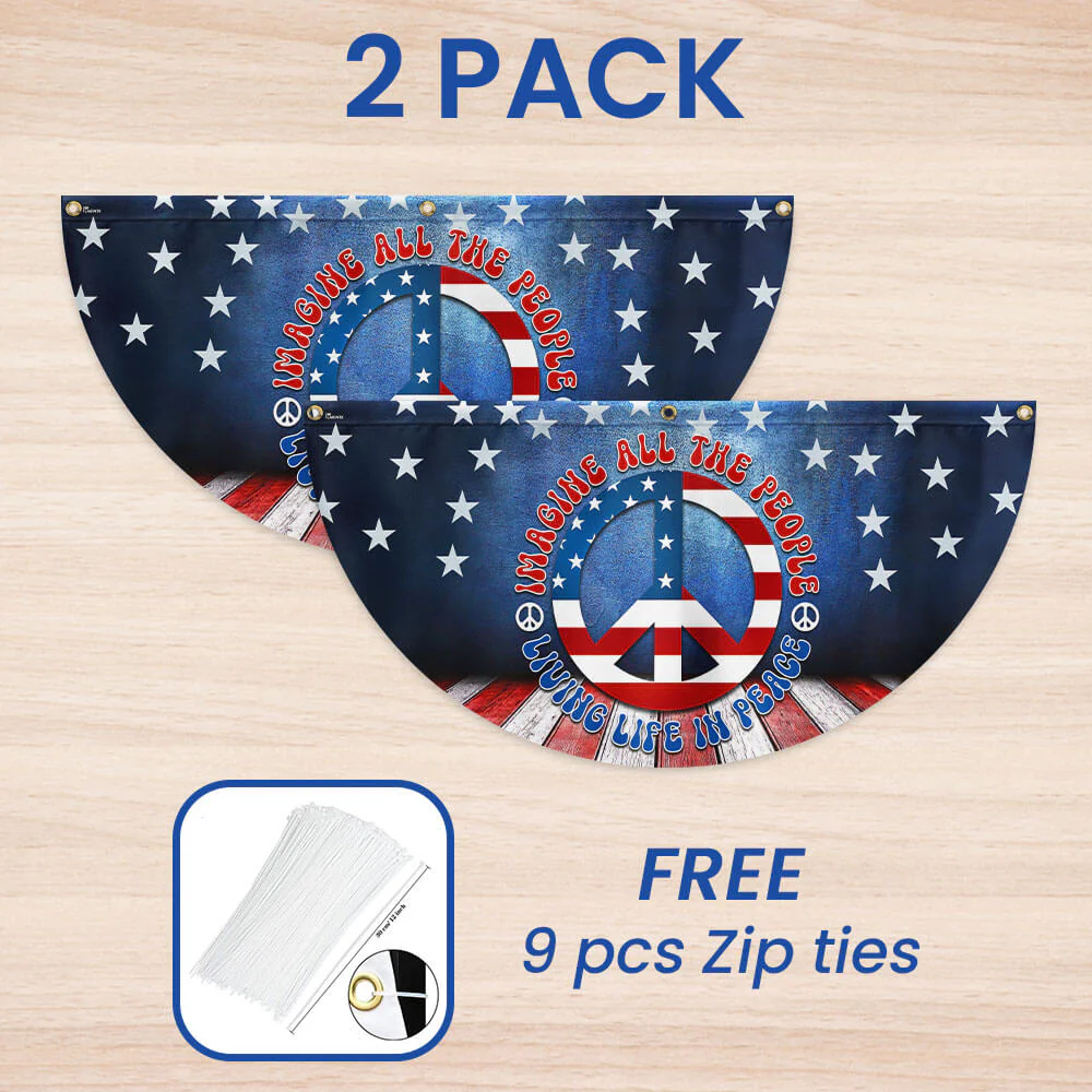 Hippie Peace Sign Living Life In Peace American Non-Pleated Fan Flag
