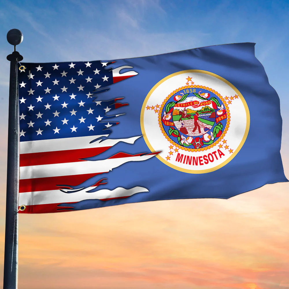 Minnesota And American Grommet Flag