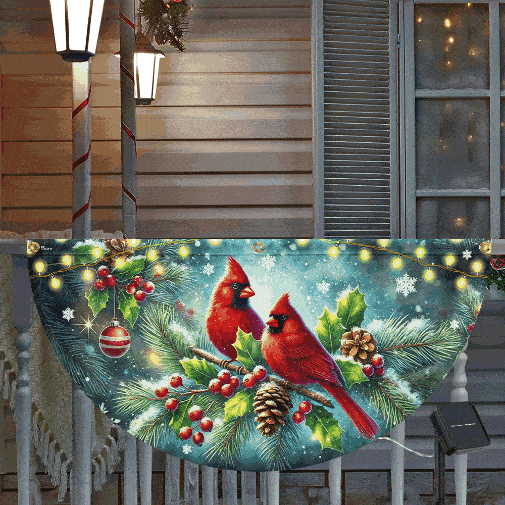 Cardinal Christmas Winter Red Bird Xmas Solar LED Fan Flag