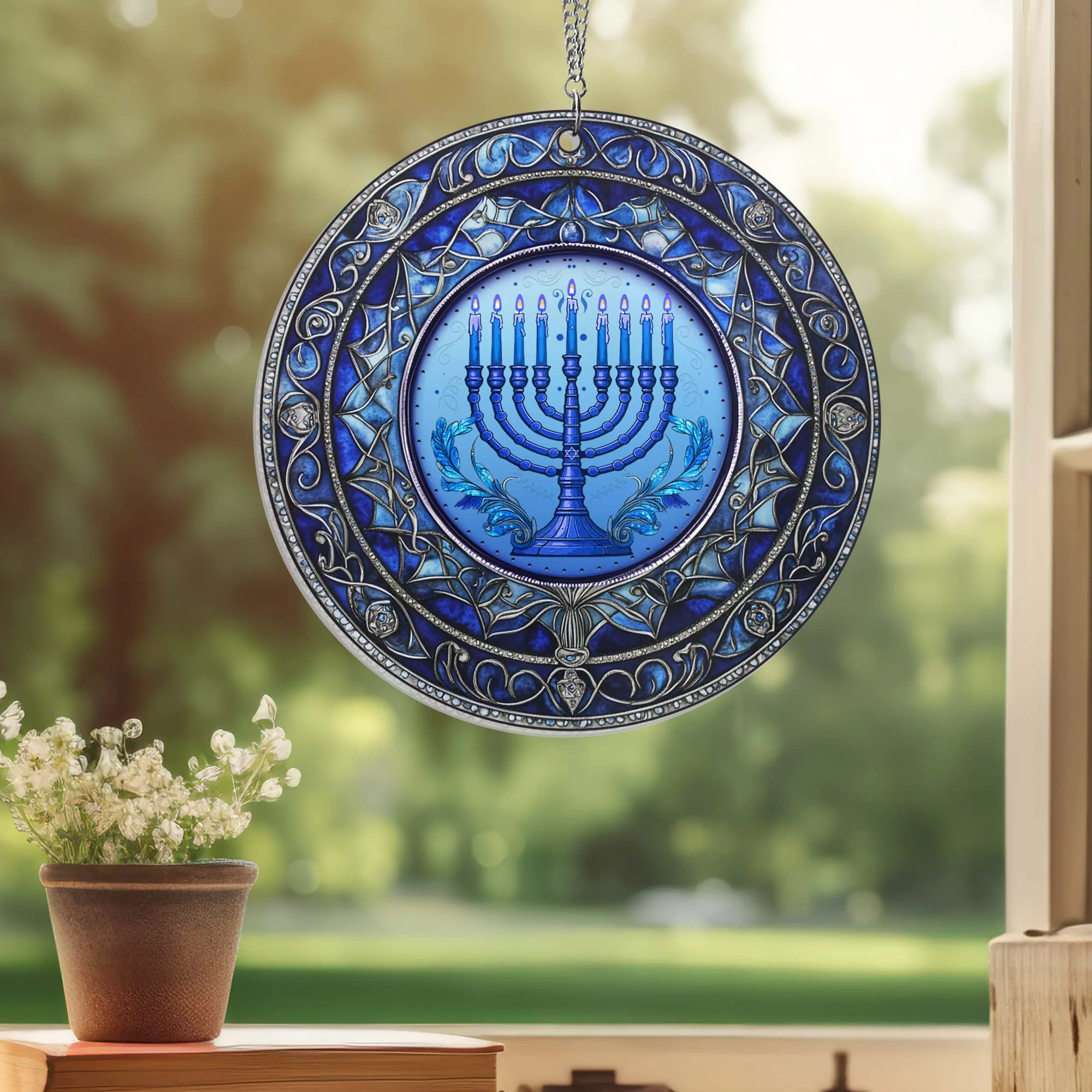 Hanukkah Menorah Candles Suncatcher Acrylic Hanging