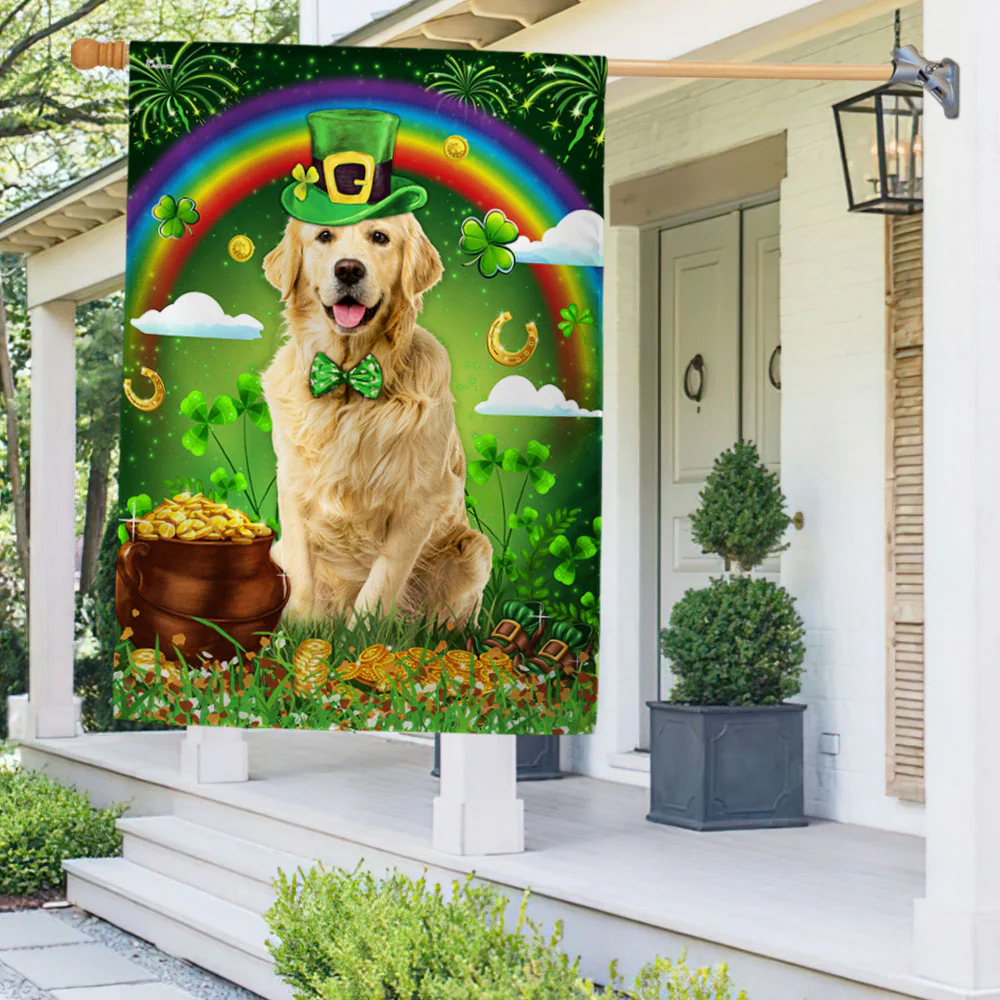 Golden Retrieve Saint Patrick's Day Irish Flag
