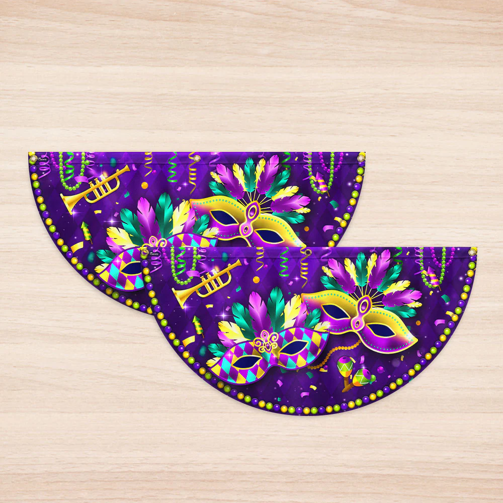 Louisiana Mardi Gras Fan Flag, Masks Beads Fat Tuesday Home Decor